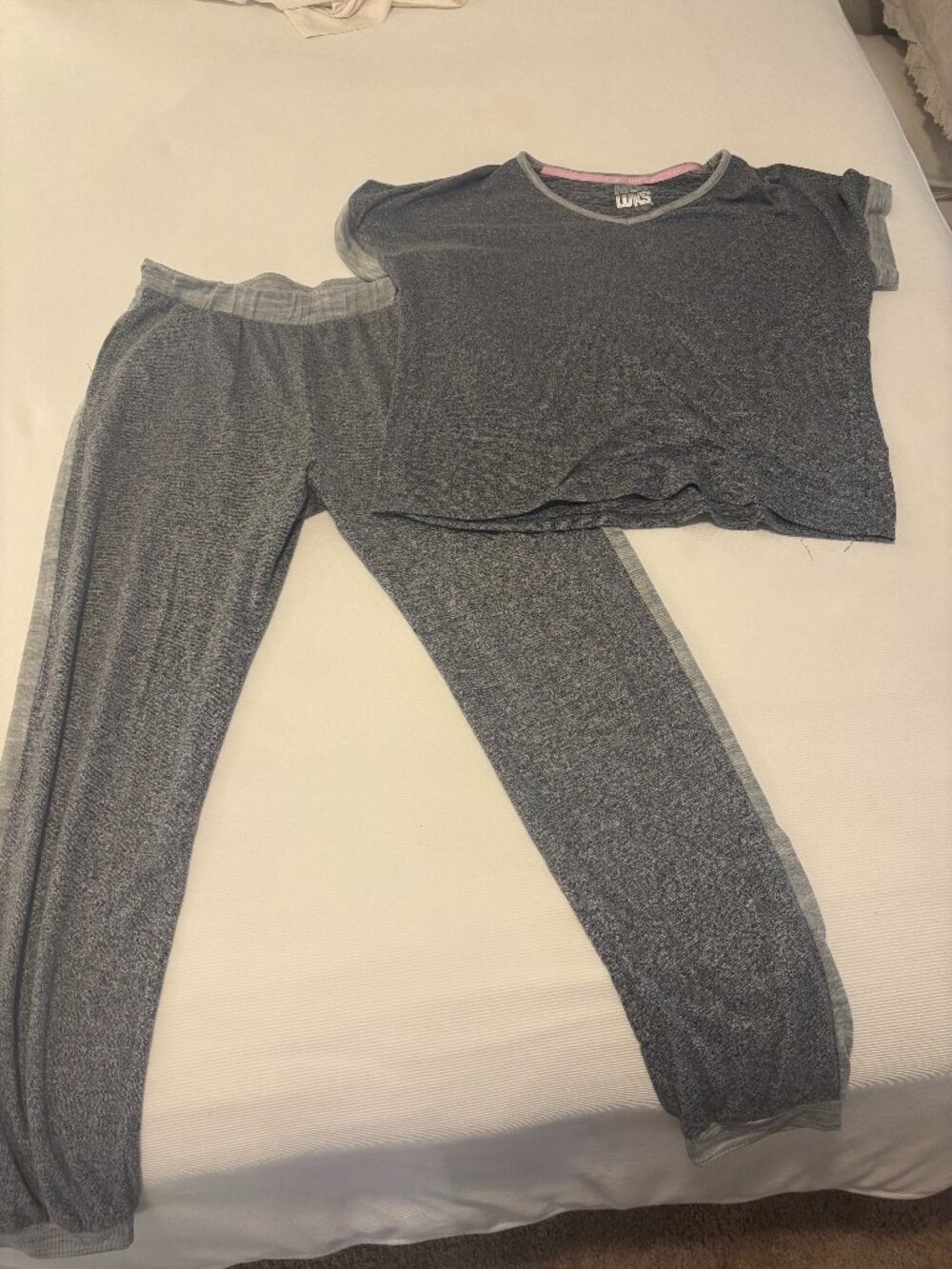 MUK LUKS Gray Heather Pajama Lounge Set Top & Jogger Pants Size S